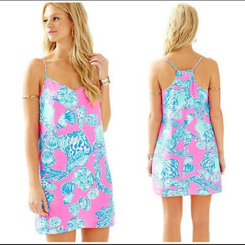 Lilly Pulitzer Pink & Aqua Floral-Print Mini Dress